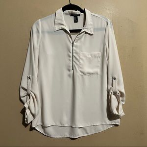 Forever 21 size S quarter zip classic dressy blouse with chest pocket